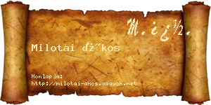 Milotai Ákos névjegykártya